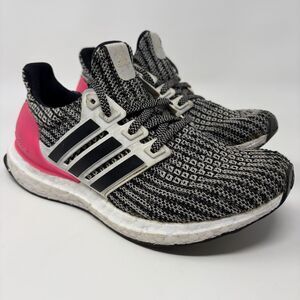 Adidas UltraBoost J Sneaker Big Kids Shoe White Black Pink B43508 4Y/ 5.5Womens